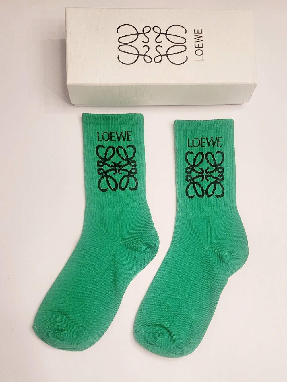 ✨️Loewe Green ✨️Anagram Logo Crew Socks✨️